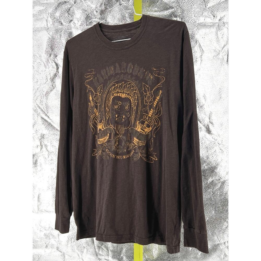 Y2K Lucky Brand Brown Slub Knit Long Sleeve Vintage Grunge Garage Band